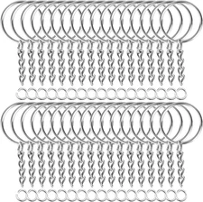 Paxcoo 50Pcs Keychains with Chain and 50 Pcs Jump Rings, Keychain Rings Kit Find