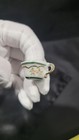 Vintage Dollhouse Miniature Tea/ Mini Coffee Cup Floral, Gold Green Tiny 1 in.  — photo 7
