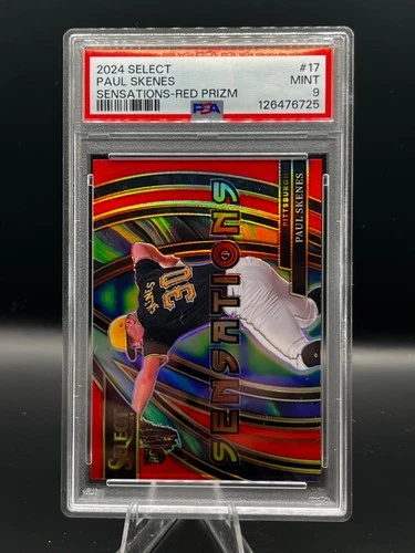 2024 Select Sensations Paul Skenes Red Prizm #30/99 RC JERSEY NUMBER JSY# PSA 9