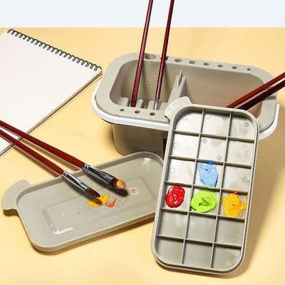 #ad Multifunction Paint Brush Washer with Palette Box Pen Barrel Brushes Holder Art $21.91