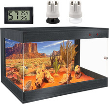Reptile Tank, 30 Gallons Reptile Enclosure with Lockable Design, Tempered Glass
