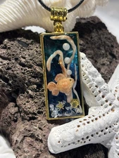 Handcrafted Resin and Glow In The Dark Polymer Clay Fish And Kelp Mixed Metal