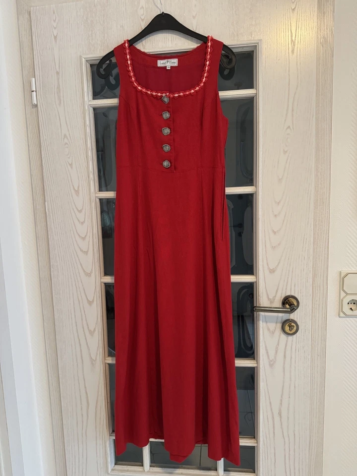 Landhaus Original Trachtenkleid, lang, rot, Leinenmischung, Gr. 36 - Bild 2 von 4