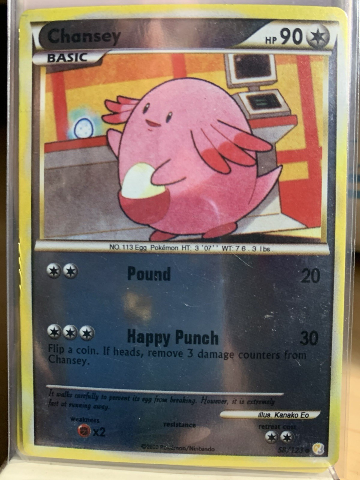 Pokemon TCG Chansey 58/123 HeartGold & SoulSilver Reverse Holo Common Basic 90 …