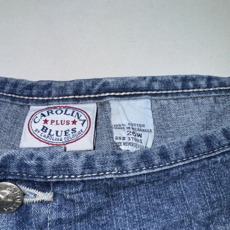 女式复古 Y2K Carolina Blues Plus 牛仔短裤尺寸 26W 复古夏季 70 年代 Vibe — 第 3/4 张图片