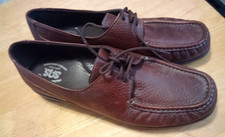 SAS Womens 9M Comfort Moccasin Lace Up Loafer Brown Leather USA Made