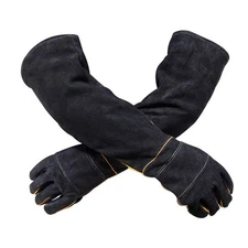 Animal Handling Anti-bite/Scratch Gloves for Dog Cat Bird Parrot Pet (Black)