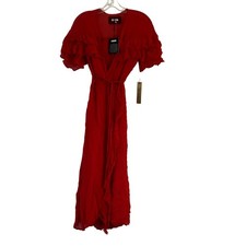Reformation Garbo Wrap Midi Dress Cherry Red NWT Size XS