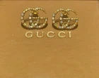 GUCCI CRYSTAL GG STUD EARRINGS - Box & Dust Pouch Included