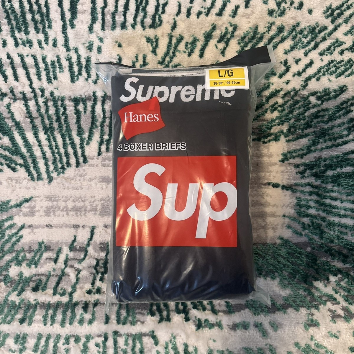 NEW Supreme X Hanes Boxer Briefs 4 Pack Black Large 100% AUTHENTIC