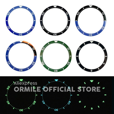 #ad 38mm Lume C3 Lume Flat Ceramic Bezel Insert Black Blue Green Mod Super $56.25