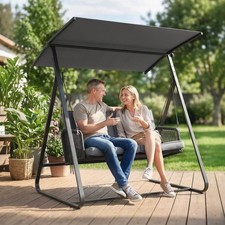 Outsunny Hollywoodschaukel Rattan 2-Sitzer Gartenschaukel mit Sonnendach