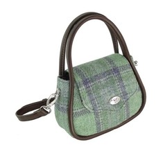 Glen Appin 100% Harris Tweed 'Buchan' Round Mini Handbag 9.44" x 3.54" x 2.75"