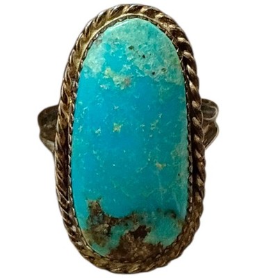Masterly 1970s Vintage Navajo Candelaria Turquoise Sterling Silver Ringsz12