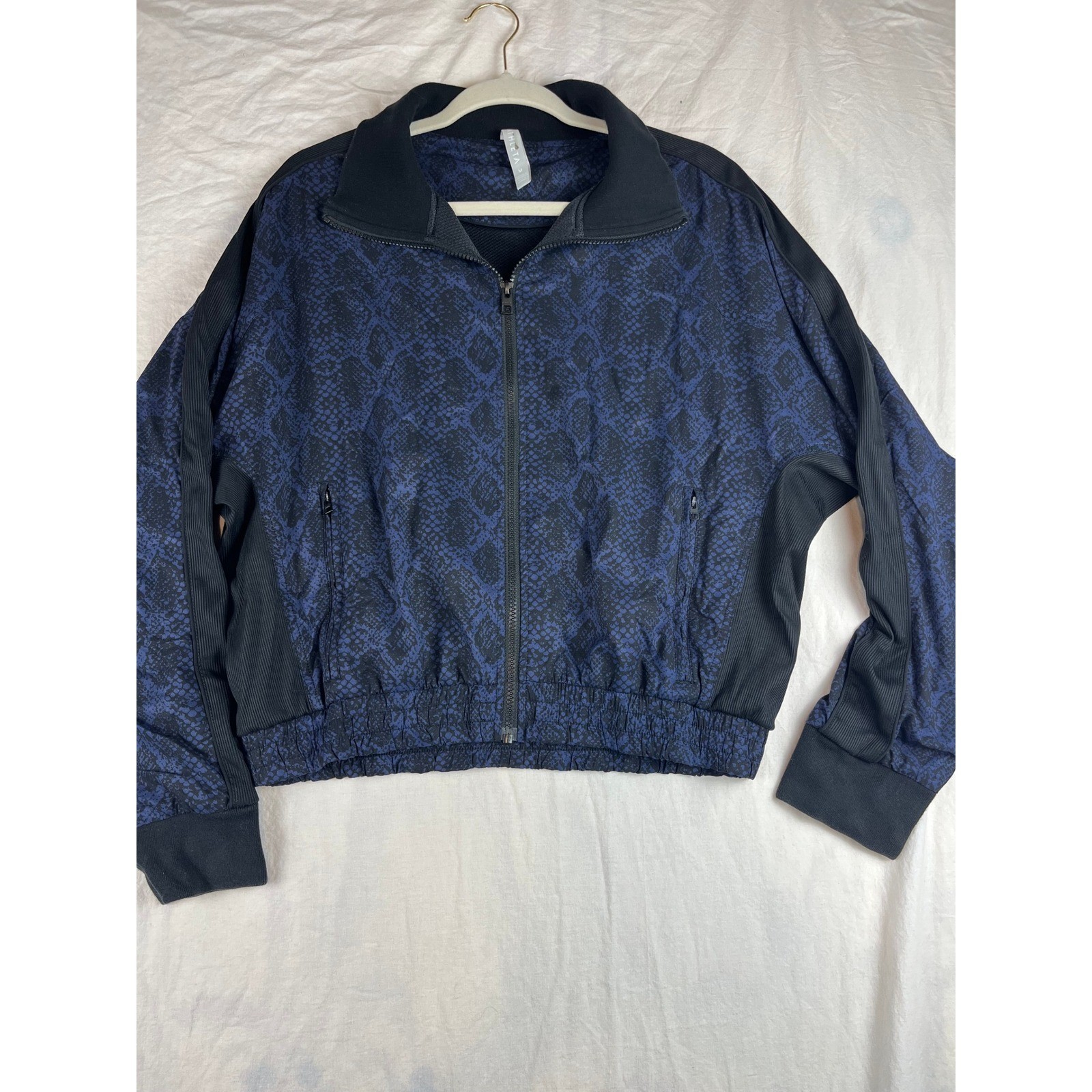 Athleta Brooklyn Snake Python Bomber Jacket Navy … - image 2
