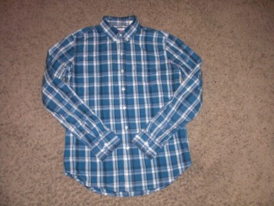 LEVI'S blue checked cotton long sleeve button front shirt men's Small