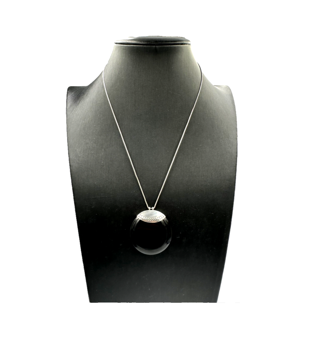 Chaîne Et Pendentif Vintage Argentés - Bijou Occasion En Bon état
