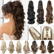 Real Thick Clip In Pony Tail Hair Extensions Claw Clip On Ponytail As Human HYT5