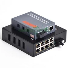 Gigabit Fiber Optic Media Converter 1 CH*SC 8 CH*RJ45 Converter Transceiver