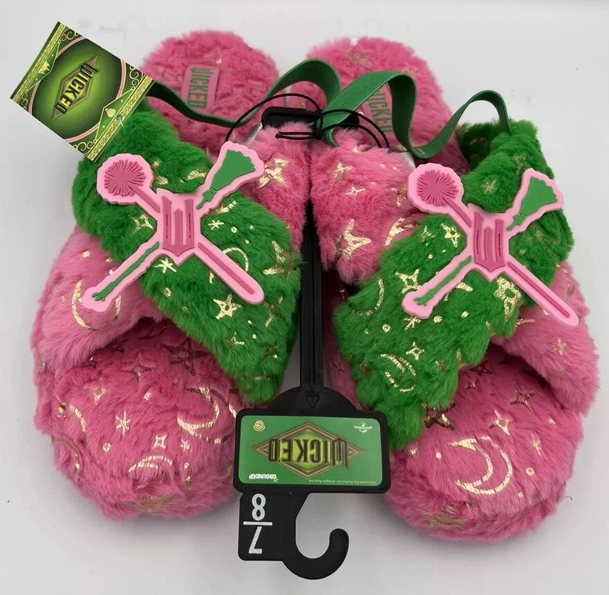 Zapatillas Wicked MOVIE FUZZY ROSA VERDE ELPHABA GLINDA NUEVAS 7/8 ADULTO NUEVAS CON ETIQUETAS Foto 2 de 3