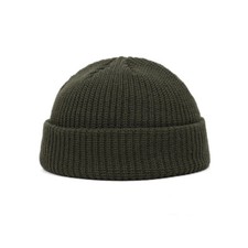 Men Mini Short Fisherman Beanie Hat Winter Warm Knitted Ribbed Docker Skull Cap