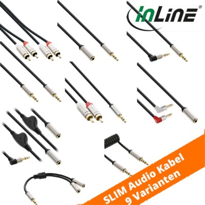 InLine Slim Audio Kabel | 3,5mm Klinke & Cinch | Vergoldete Kontakte Flexibel