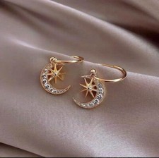 Beautiful Moon and Star Earrings, Sterling Silver Earrings