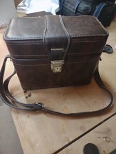 Vintage Leather Camera Bag With Strap Brown 12 X 9 X 5 1044