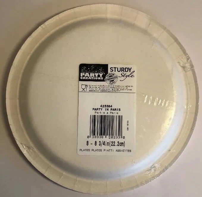 Paris Birthday Party Luncheon Plates Eiffel Tower Pink Poodle Beret Dots 8pack - Image 3 of 4