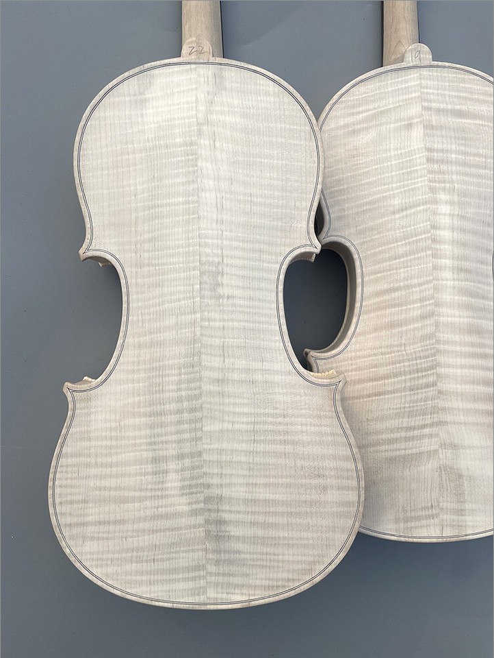 Unfinished 5pcs Violin 4/4 Flame Maple Violin Spruce Handmade white ...