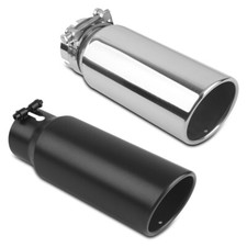 Black Silver Bolt-on Exhaust Tip For 3 Inlet 4 Outlet 12 Long Rolled-edge
