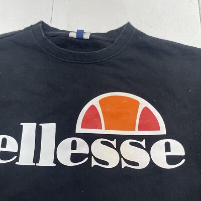 Ellesse Black Logo Long Sleeve Crew Neck Pullover Sweatshirt Mens Size Small