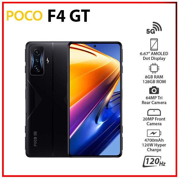 New&Unlocked) Xiaomi POCO F4 GT 8GB+128GB Dual SIM BLACK Android Cell Phone