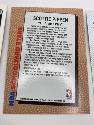 SCOTTIE PIPPEN Card Lot x3 Skybox 16, Topps 103, Fleer 92-93 Chicago Bulls NM - Picture 7 of 8