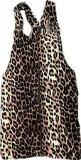 Forever 21 Women’s Medium Animal Print Bib Overall Dress Cheetah Zip