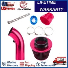Universal Car Cold Air Intake Filter Induction Pipe Power Flow Hose System Red