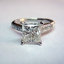 3 Ct Princess Cut VVS1 Moissanite Engagement Ring In 14K White Gold Plated