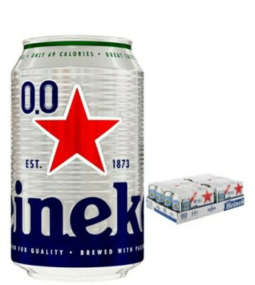 6 PACK:  Heineken BEER Zero Non Alcohol- FREE Drink 11.2 oz slim cans Miller bud