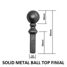 Black Railhead Ball Top 95mm H wrought iron metal finial gate fence *PACK 10*