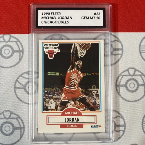 Graded 10 Michael Jordan 1990 Fleer Basketball Card #26 10 GEM MINT Card Slab
