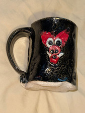 RAZORBACK COFFEE CUP/MUG black GO HOGS   HOMEMADE VERY UGLY    pre-owned