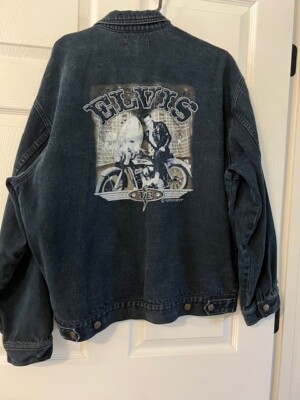 Jacket Vintage First Choice, Elvis Image in Back, Dark Indigo Denim Men's Sz XL