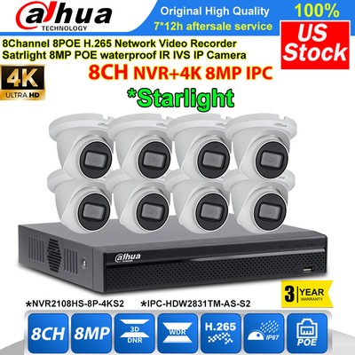VikylinStarlight 4K 8MP Security Camera CCTV System POE MIC IPC-HDW2831TM-AS lot