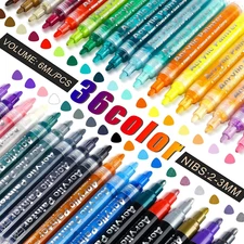 36 Colors Medium Tip Paint Pen Markers, Acrylic Paint Markers with 100% More Ink