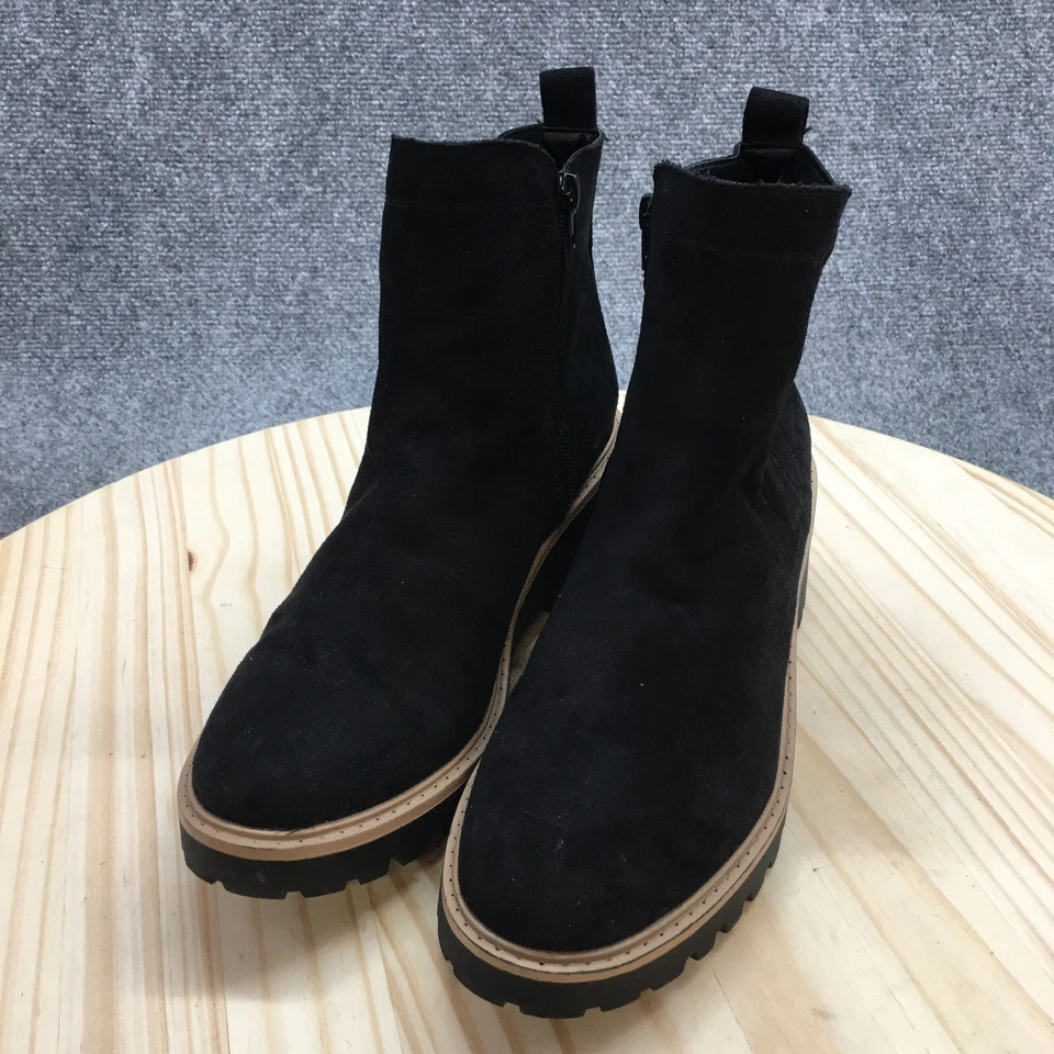 Maurices Boots Womens 10 M Bridget Ankle Booties Wedge 126688 Black Faux Leather - Image 4 of 4