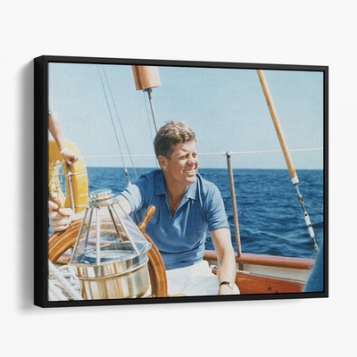 John F Kennedy (JFK) Sailing in Cape Cod Vintage America Canvas Print Wall Art