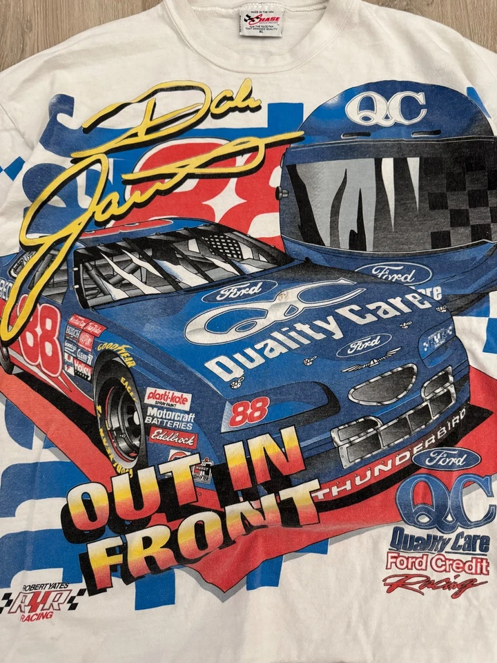 vintage 90s NASCAR Aop Dale Jarret Chase USA Made Racing All Over Print Tee XL - Image 4 of 4