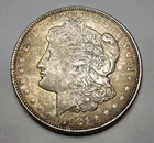 1921 Morgan Silver Dollar - Beautiful Natural Rim Toning - High Detail AU