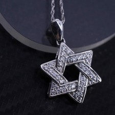 19 , sterling 925 silver rope necklace with Star of David hexagram star pendant