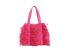 CafèNoir Shopping Bag in Rafia Fuxia con Frange